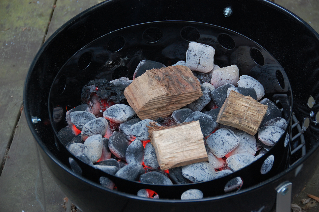 Wood chunks and charcoal 